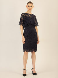APART Spitzenkleid mit Spitzen-Bolerojäckchen | nachtblau