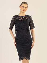 APART Spitzenkleid mit Spitzen-Bolerojäckchen | nachtblau