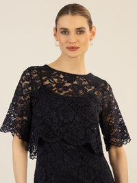 APART Spitzenkleid mit Spitzen-Bolerojäckchen | nachtblau