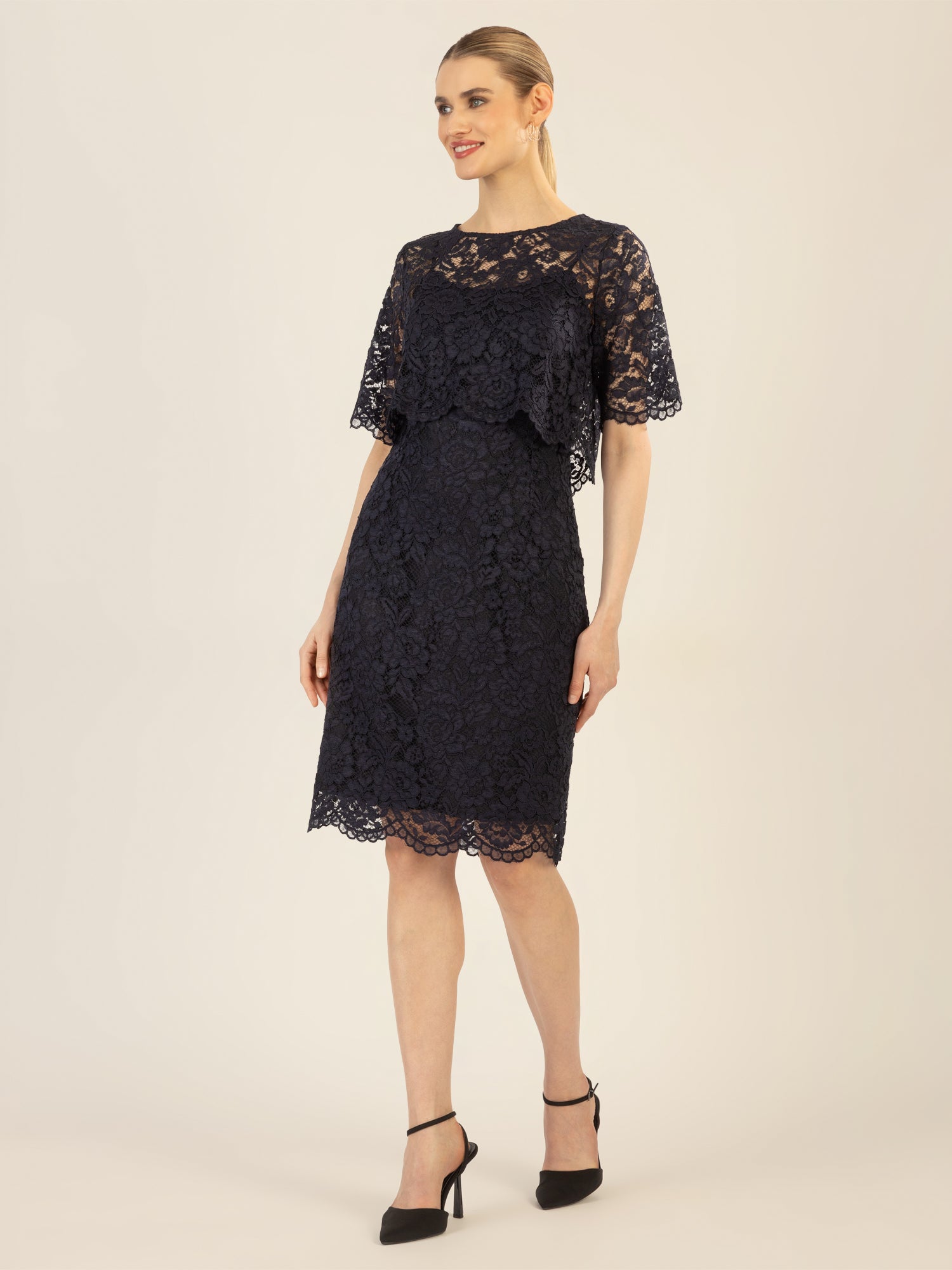 APART Spitzenkleid mit Spitzen-Bolerojäckchen | nachtblau