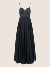 APART Glamourkleid mit Perlenstickerei | schwarz