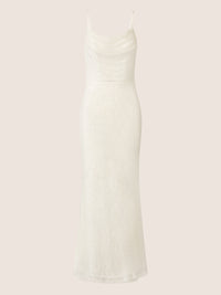 APART Abendkleid mit Wasserfall-Ausschnitt | creme