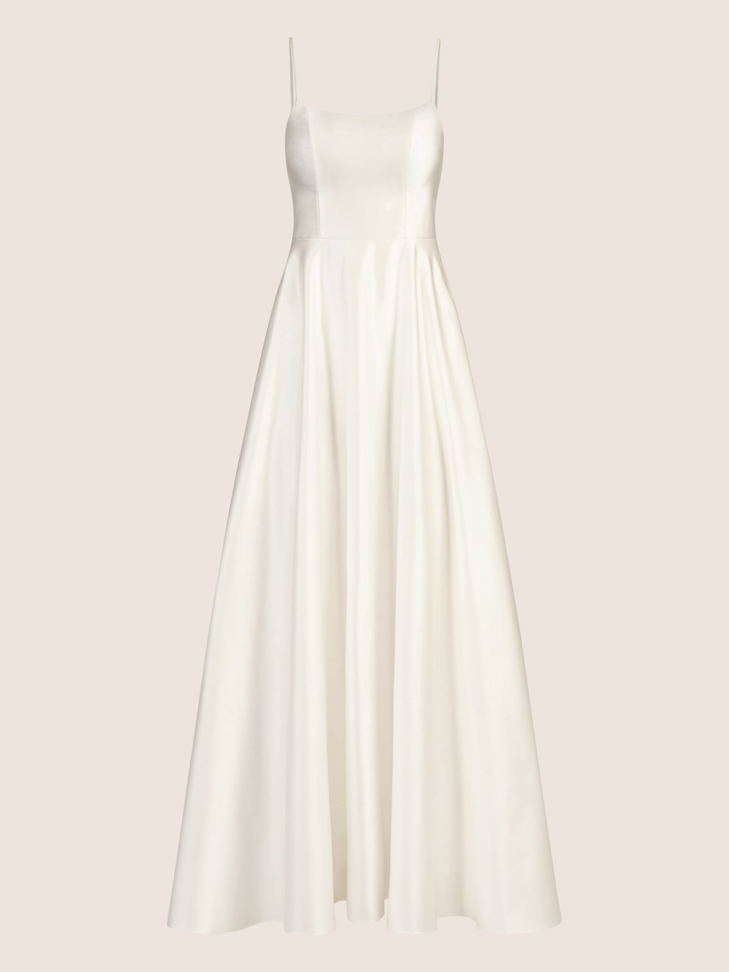APART Langes Ballkleid aus Satin mit Spaghettiträgern | creme