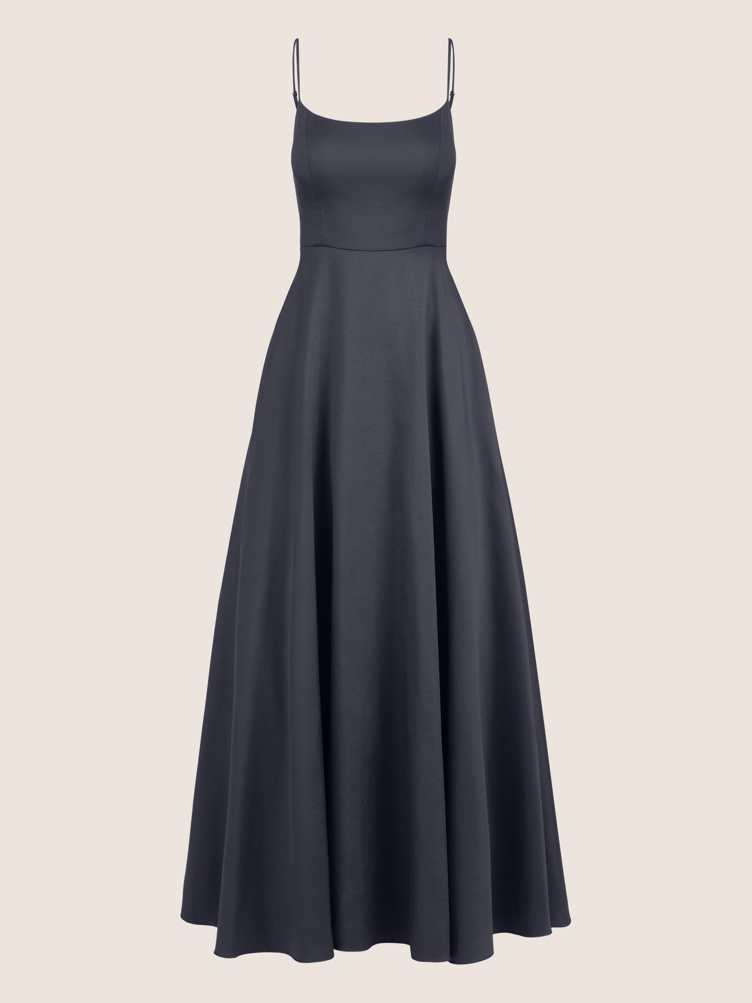 APART Langes Ballkleid aus Satin mit Spaghettiträgern | nachtblau