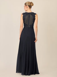 APART Abendkleid mit floraler Spitze und Tüll-Einsatz | schwarz