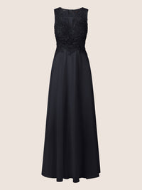 APART Abendkleid mit floraler Spitze und Tüll-Einsatz | schwarz