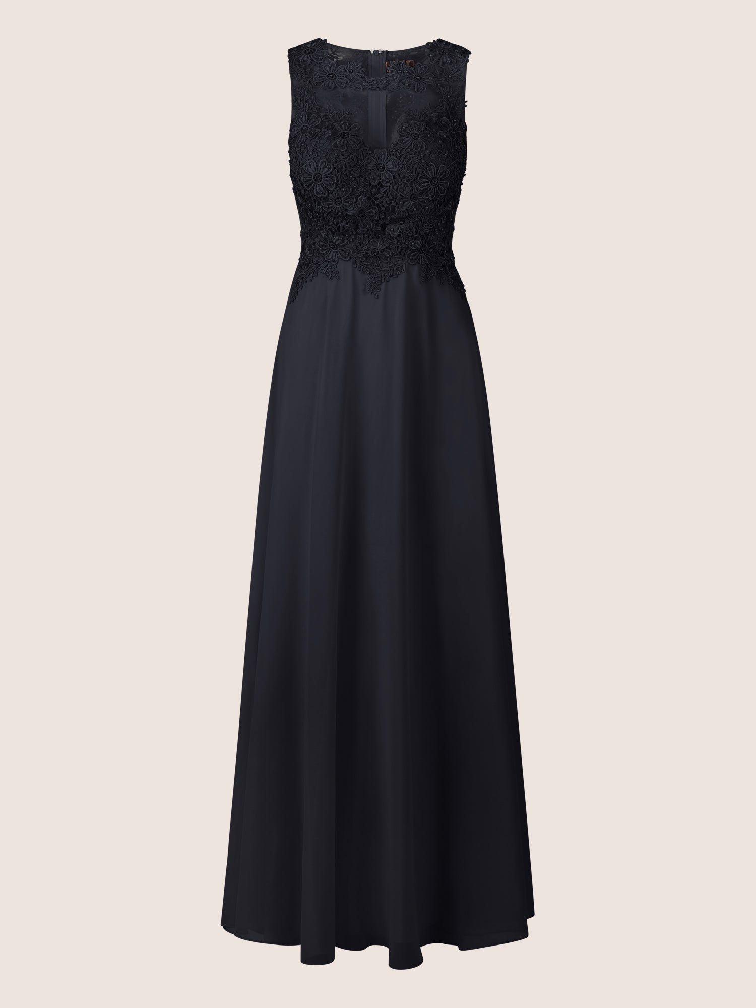 APART Abendkleid mit floraler Spitze und Tüll-Einsatz | schwarz