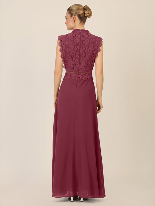 APART Abendkleid mit Spitze und transparentem Rückenteil | bordeauxrot image 1