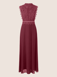APART Abendkleid mit Spitze und transparentem Rückenteil | bordeauxrot