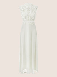 APART Abendkleid mit Spitze und transparentem Rückenteil | creme