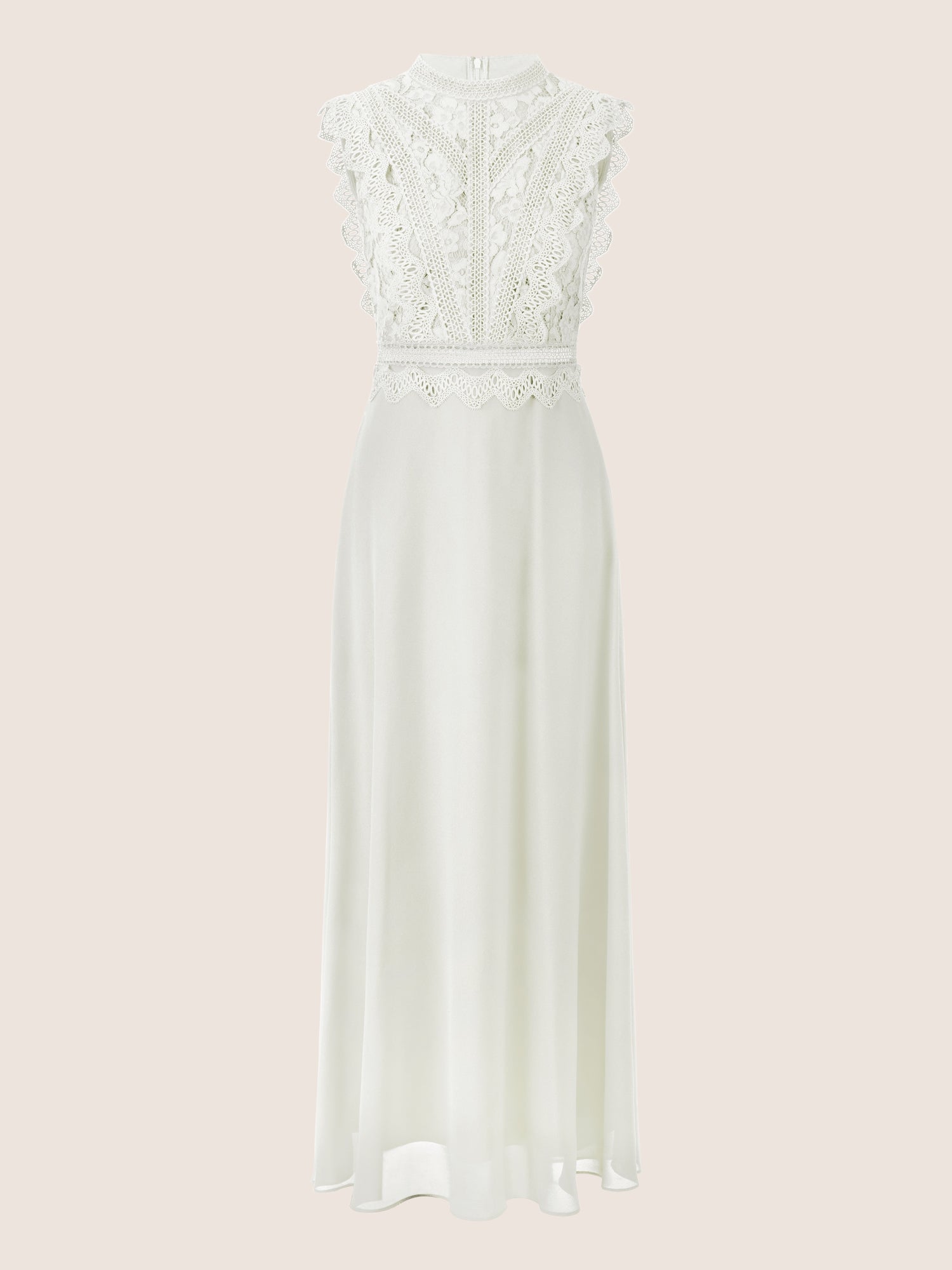 APART Abendkleid mit Spitze und transparentem Rückenteil | creme