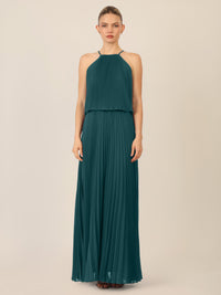 APART Chiffonkleid mit Ketten-Trägern | dunkelgrün