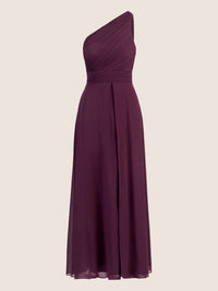 APART One-Shoulder Abendkleid mit Plisseedetail | dunkel lila