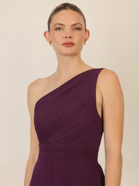 APART One-Shoulder Abendkleid mit Plisseedetail | dunkel lila