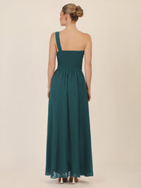 APART One-Shoulder Abendkleid mit Plisseedetail | dunkelgrün