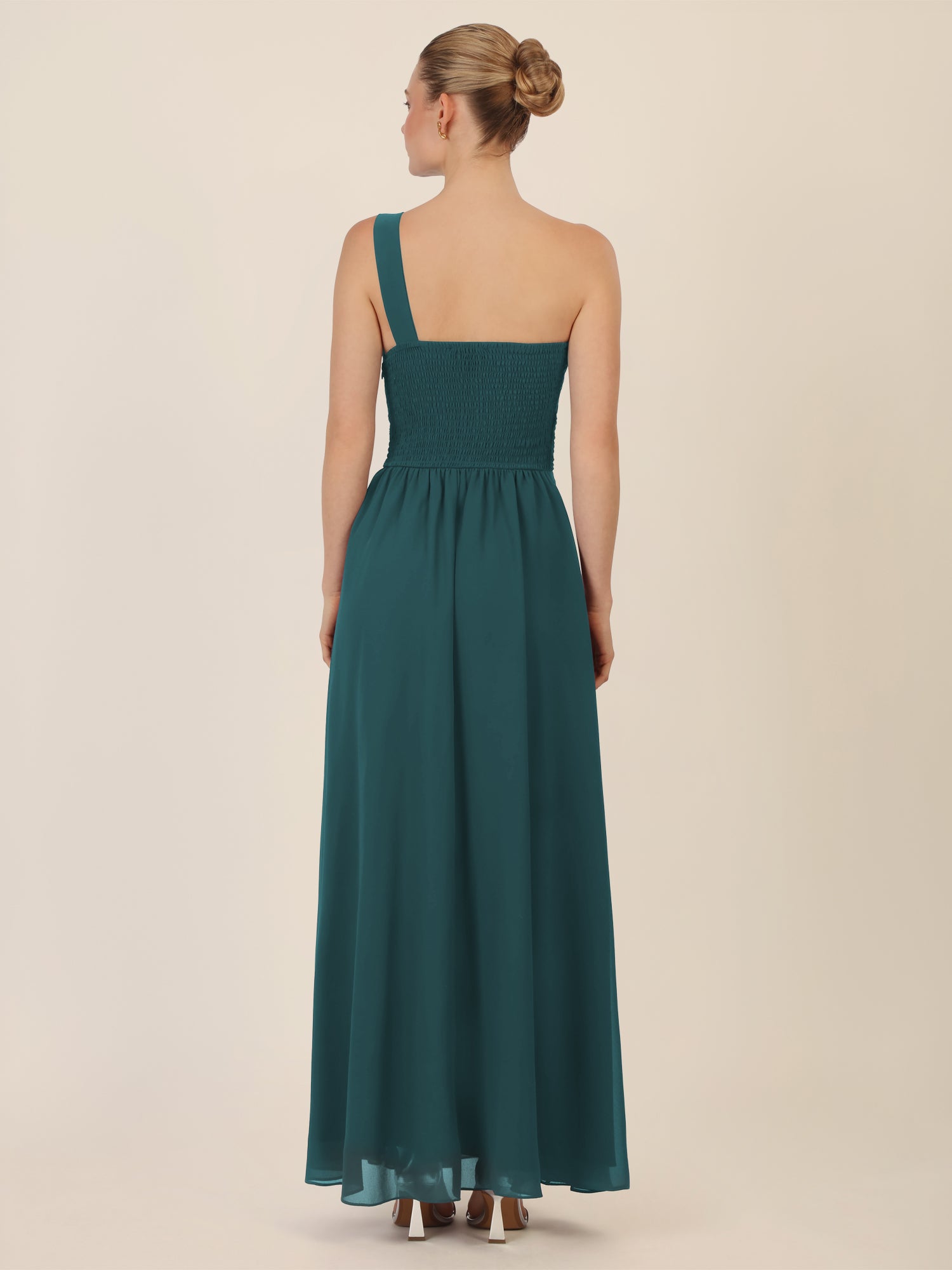 APART One-Shoulder Abendkleid mit Plisseedetail | dunkelgrün