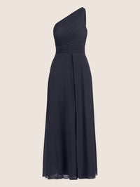 APART One-Shoulder Abendkleid mit Plisseedetail | nachtblau