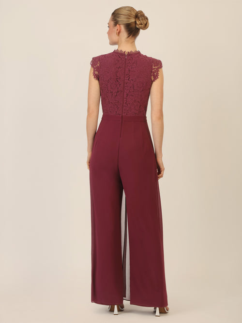 APART Overall mit Spitzenoberteil mit Spitzenoberteil und weitem Bein | bordeauxrot image 1