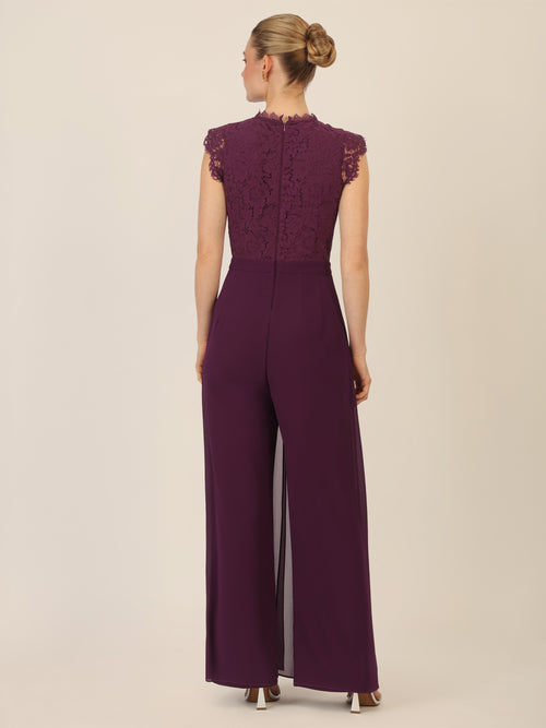 APART Overall mit Spitzenoberteil mit Spitzenoberteil und weitem Bein | dunkel lila image 1