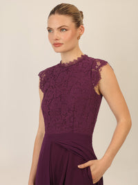 APART Overall mit Spitzenoberteil mit Spitzenoberteil und weitem Bein | dunkel lila