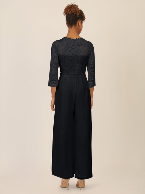 APART Abendoverall mit Spitzentop und weitem Bein | schwarz image 1