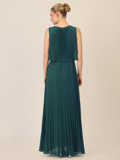 APART Abendkleid mit Plisseefalten und Lagenoptik | dunkelgrün image 1