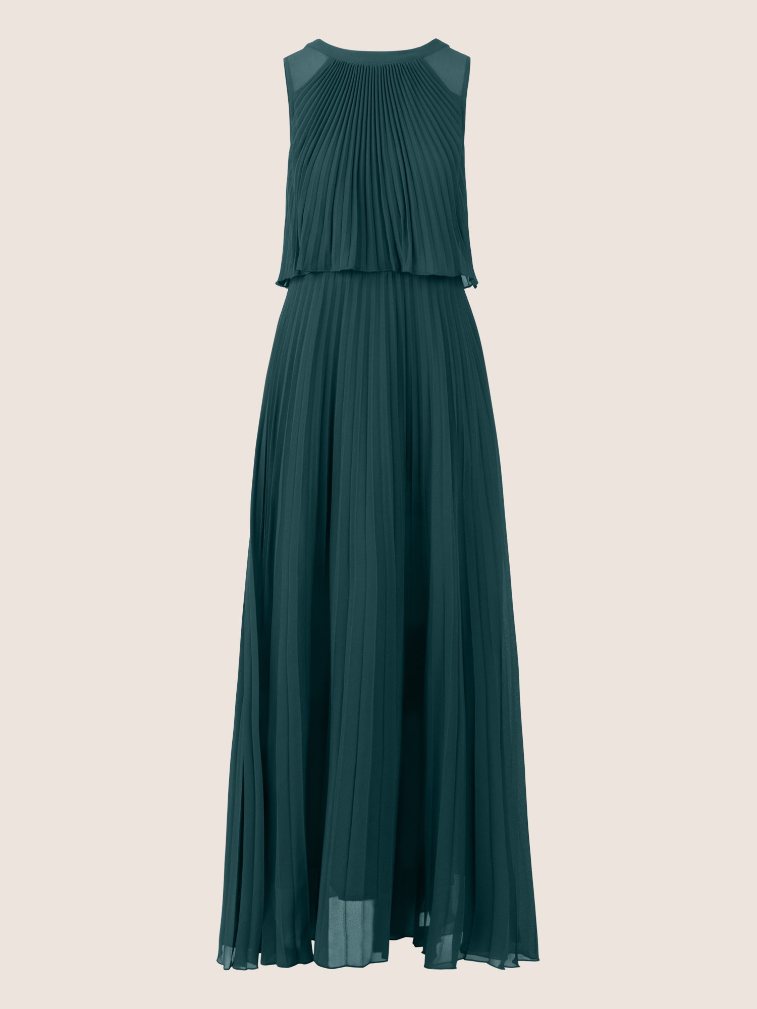 APART Abendkleid mit Plisseefalten und Lagenoptik | dunkelgrün