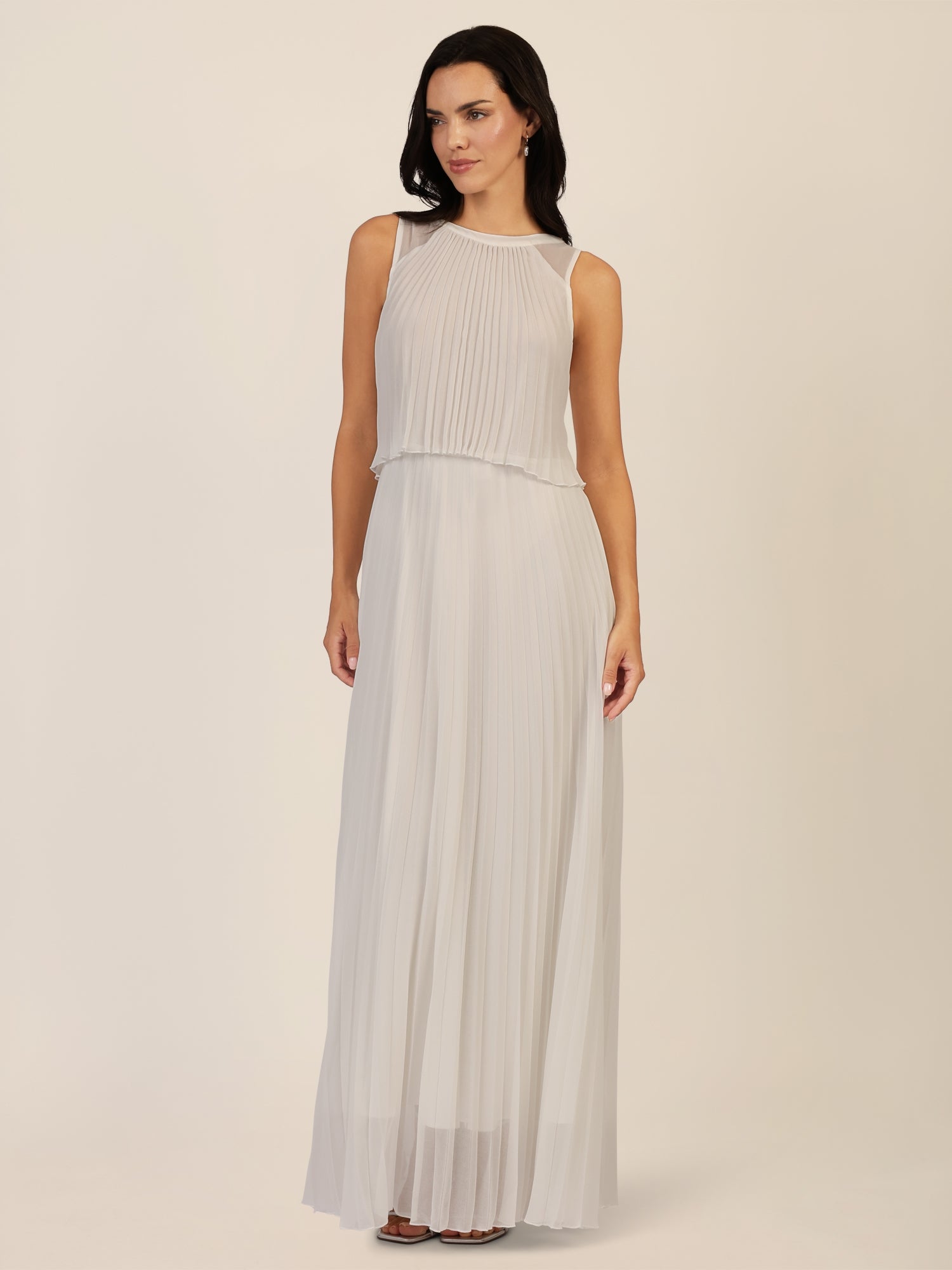 APART Abendkleid mit Plisseefalten und Lagenoptik | creme