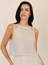 APART Abendkleid mit Plisseefalten und Lagenoptik | creme