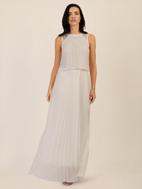 APART Abendkleid mit Plisseefalten und Lagenoptik | creme