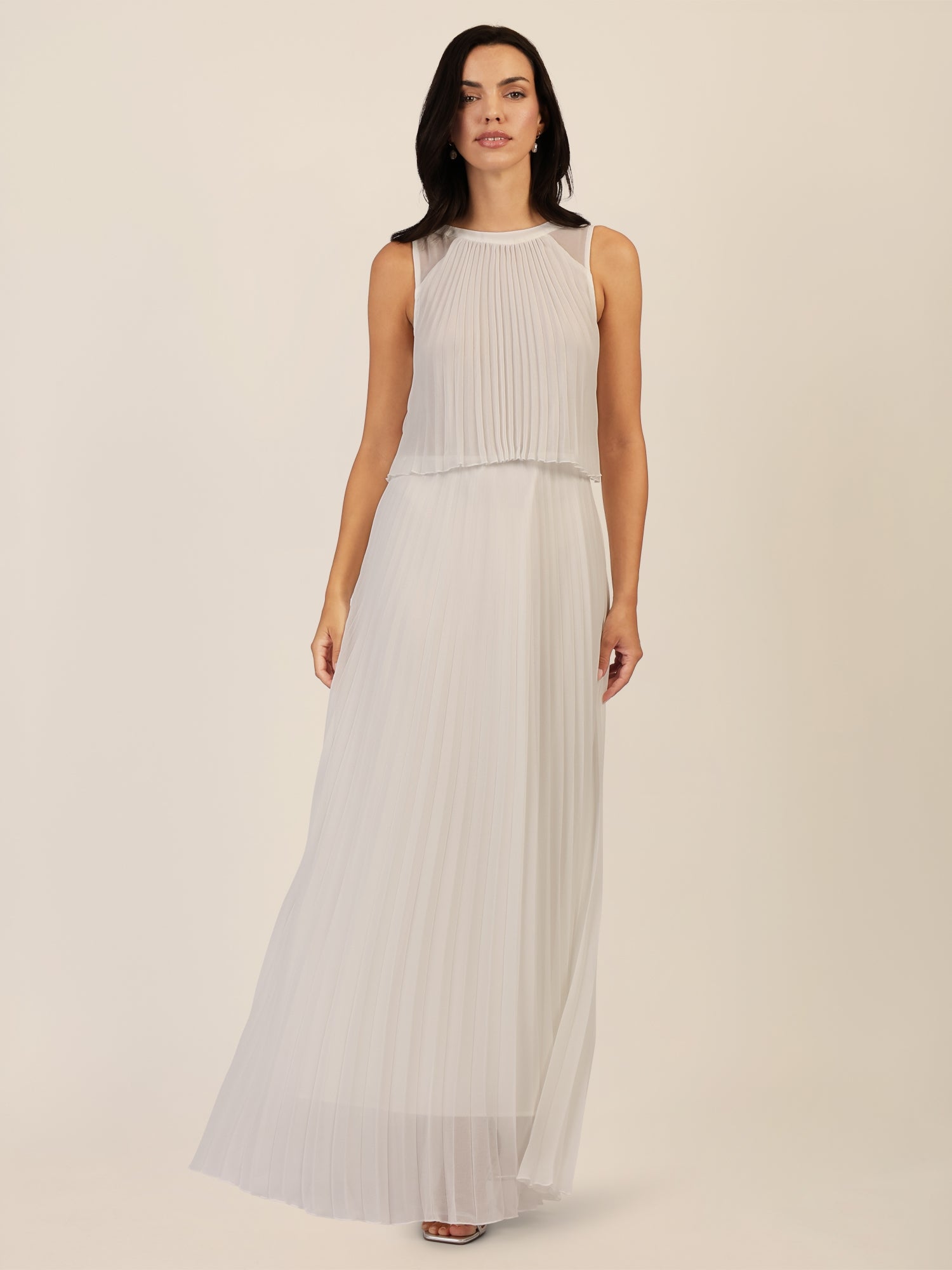 APART Abendkleid mit Plisseefalten und Lagenoptik | creme