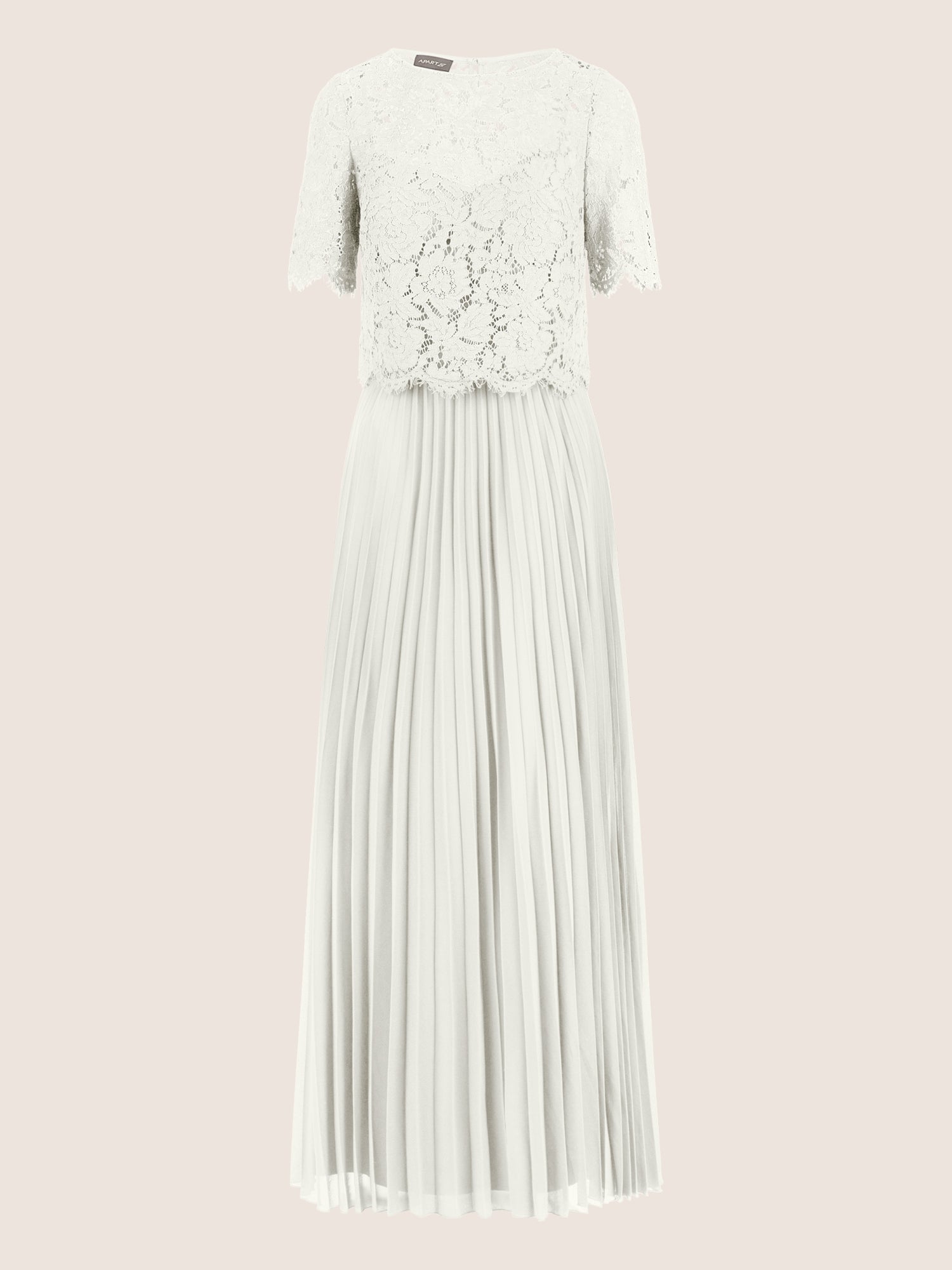 APART Abendkleid mit Spitzenjacke mit Spitzenoberteil und Plisseerock | creme