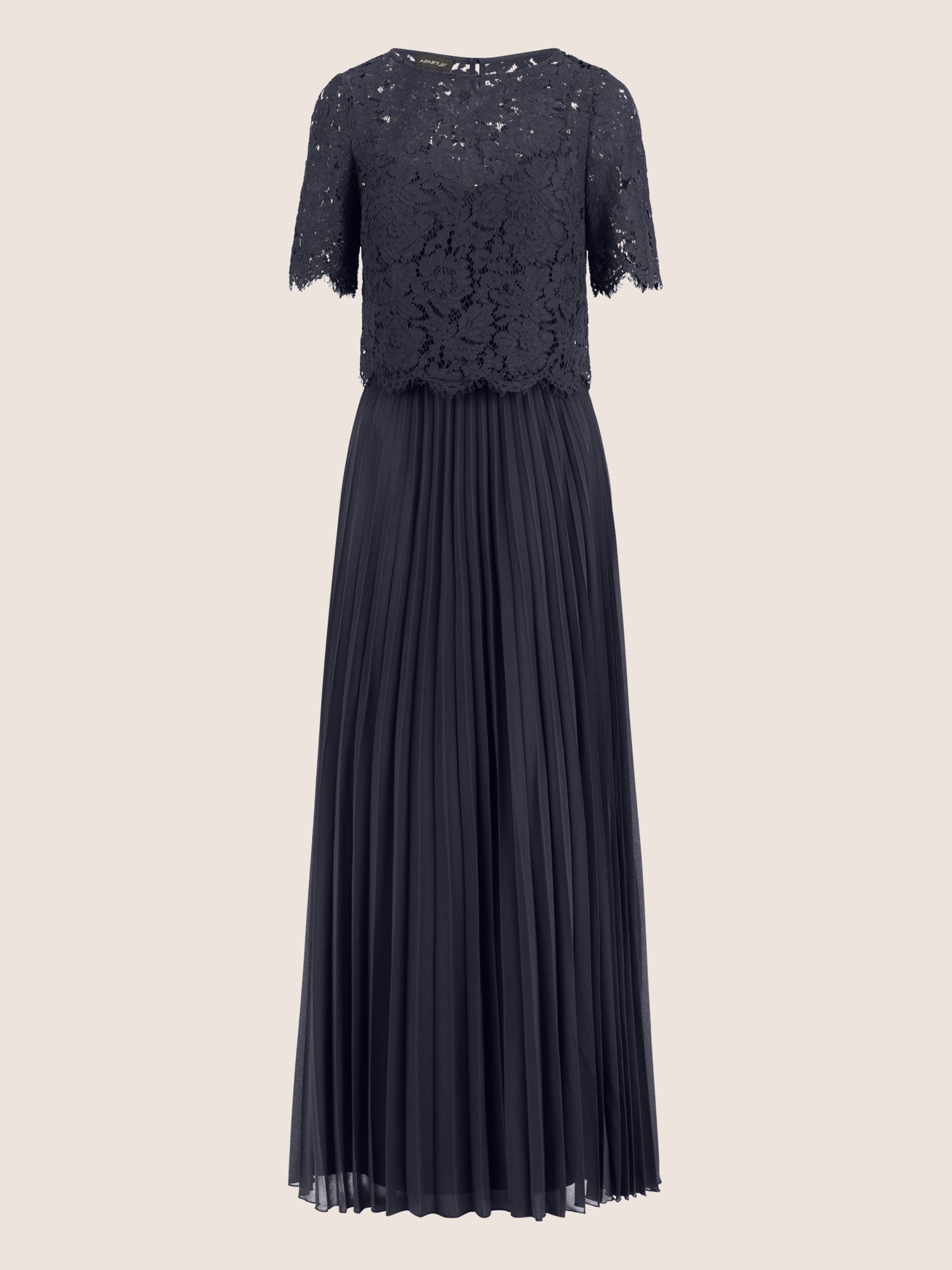 APART Abendkleid mit Spitzenjacke mit Spitzenoberteil und Plisseerock | nachtblau