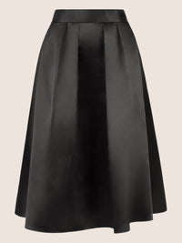 APART Satinrock mit Falten und weitem Saum | schwarz