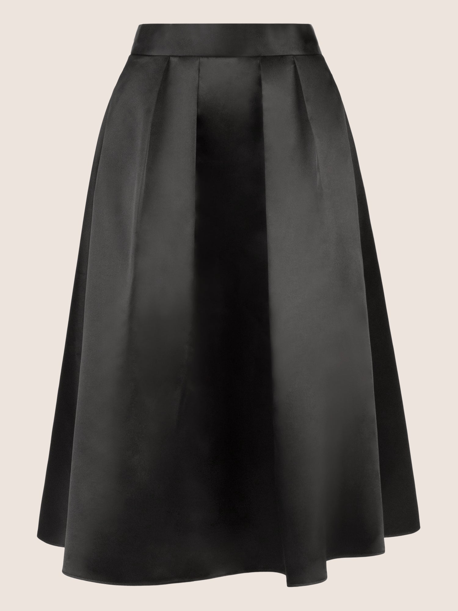 APART Satinrock mit Falten und weitem Saum | schwarz