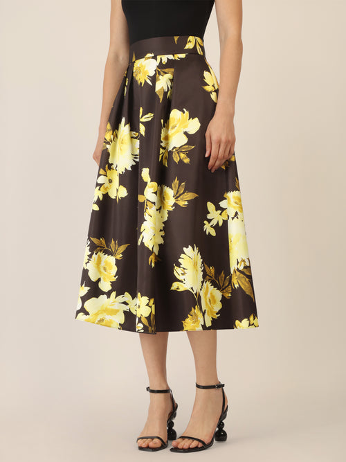 APART Satinrock bedruckt mit floralem Print | schwarz-multicolor image 1