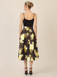 APART Satinrock bedruckt mit floralem Print | schwarz-multicolor