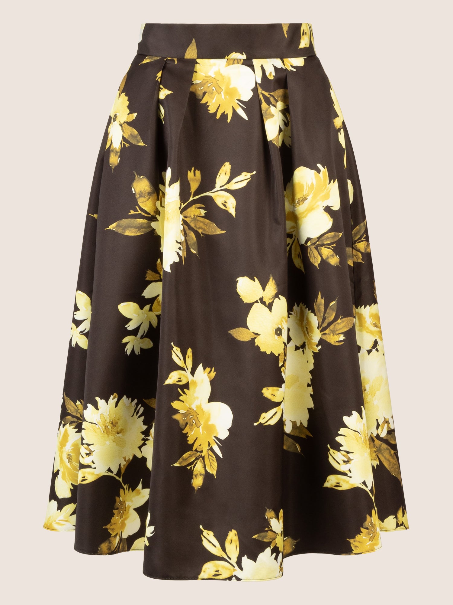 APART Satinrock bedruckt mit floralem Print | schwarz-multicolor