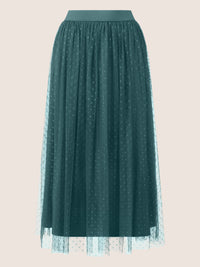 APART Tüllrock mit Punktemuster | dunkelgrün