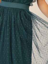 APART Tüllrock mit Punktemuster | dunkelgrün