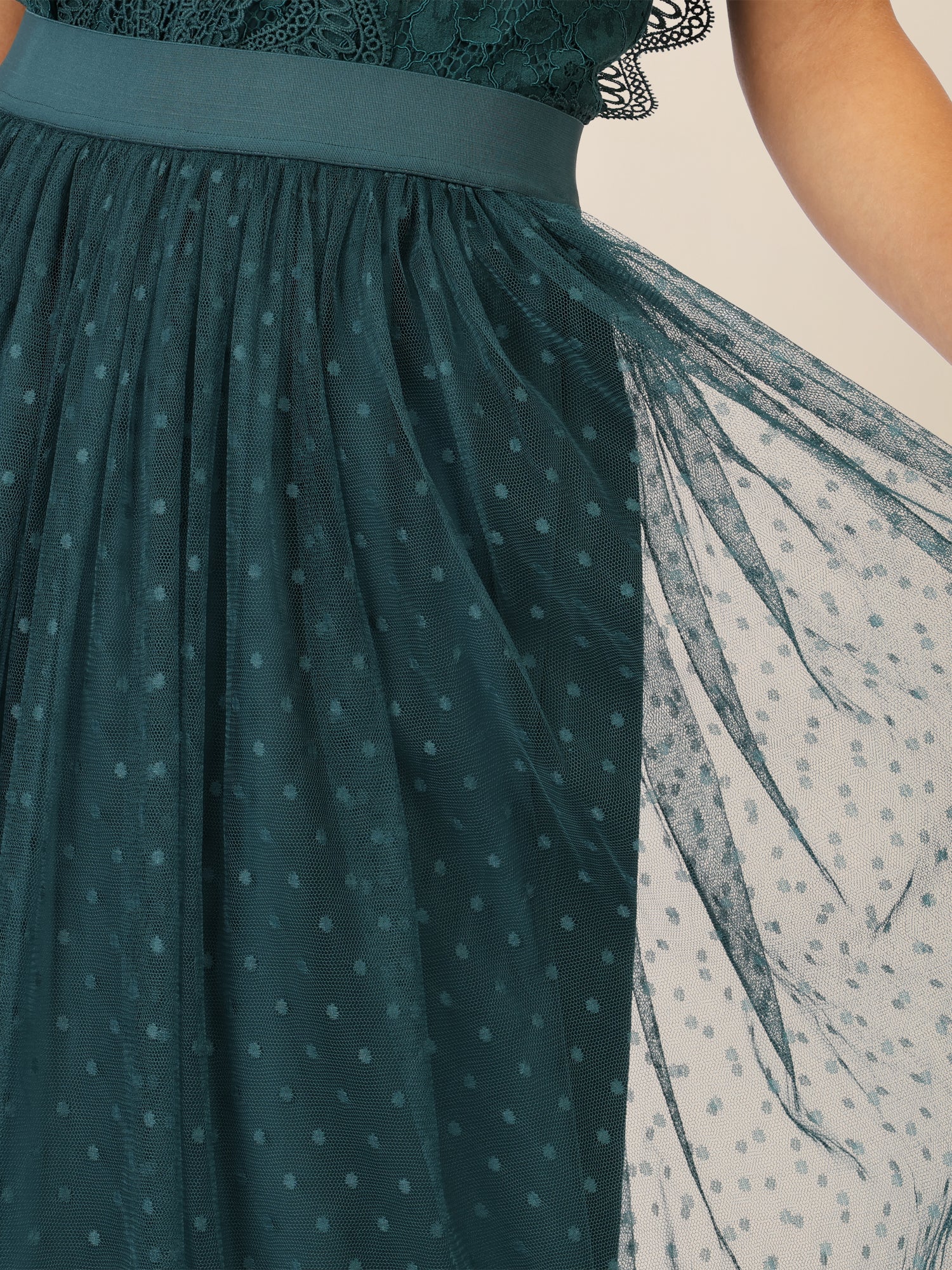 APART Tüllrock mit Punktemuster | dunkelgrün