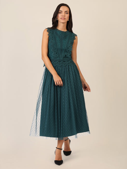 APART Tüllrock mit Punktemuster | dunkelgrün image 1