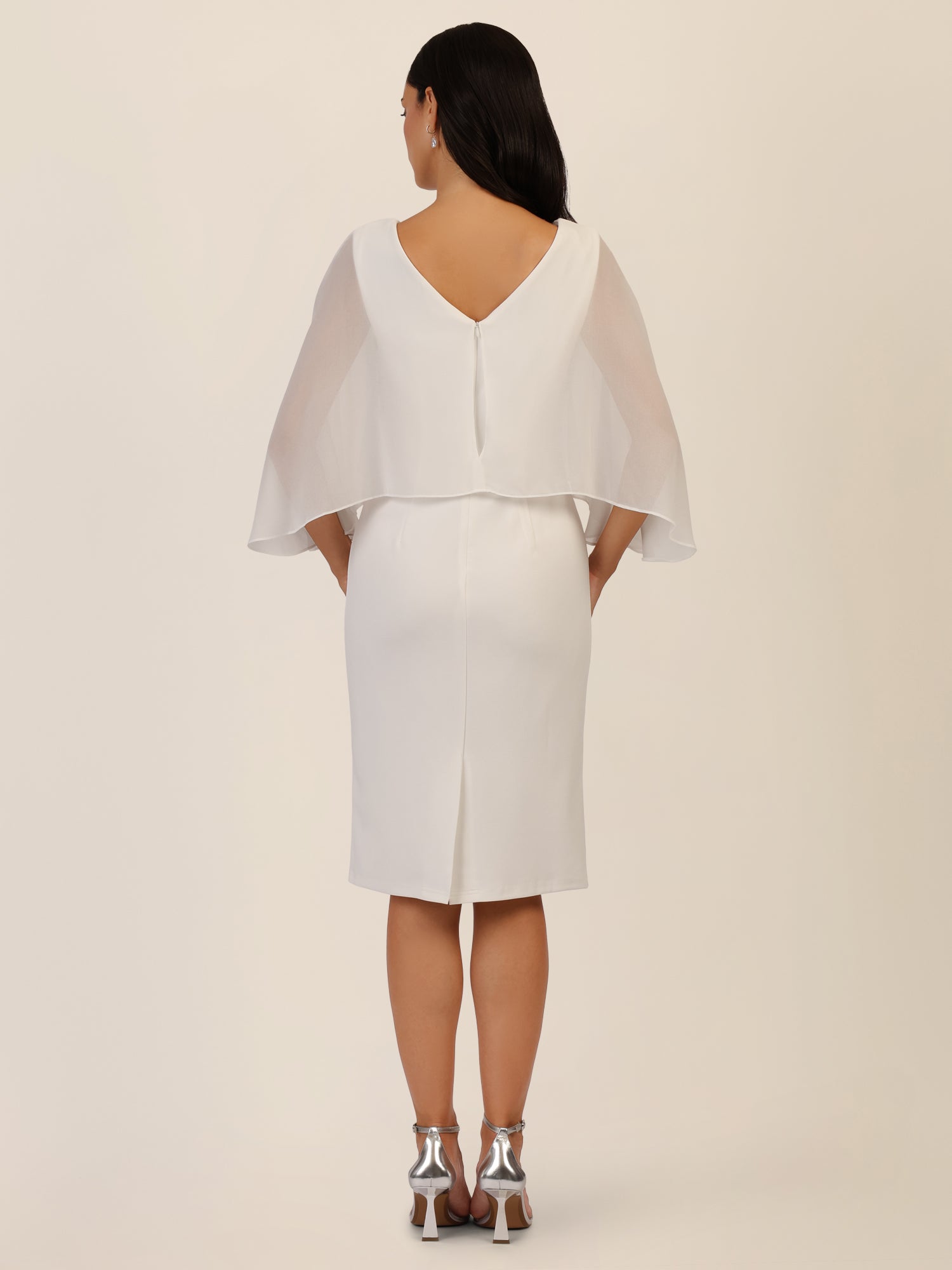 APART Kleid mit Chiffoncape in Lagenoptik mit Spitzenborte | creme