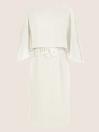 APART Kleid mit Chiffoncape in Lagenoptik mit Spitzenborte | creme