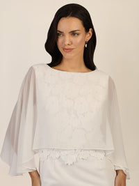 APART Kleid mit Chiffoncape in Lagenoptik mit Spitzenborte | creme