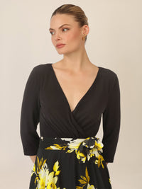 APART Chiffonkleid mit floralem Rockteil | schwarz-multicolor