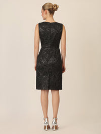 APART Jacquardkleid mit floralen Strukturen | schwarz