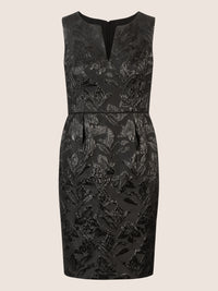 APART Jacquardkleid mit floralen Strukturen | schwarz