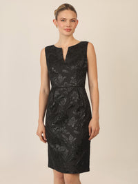 APART Jacquardkleid mit floralen Strukturen | schwarz