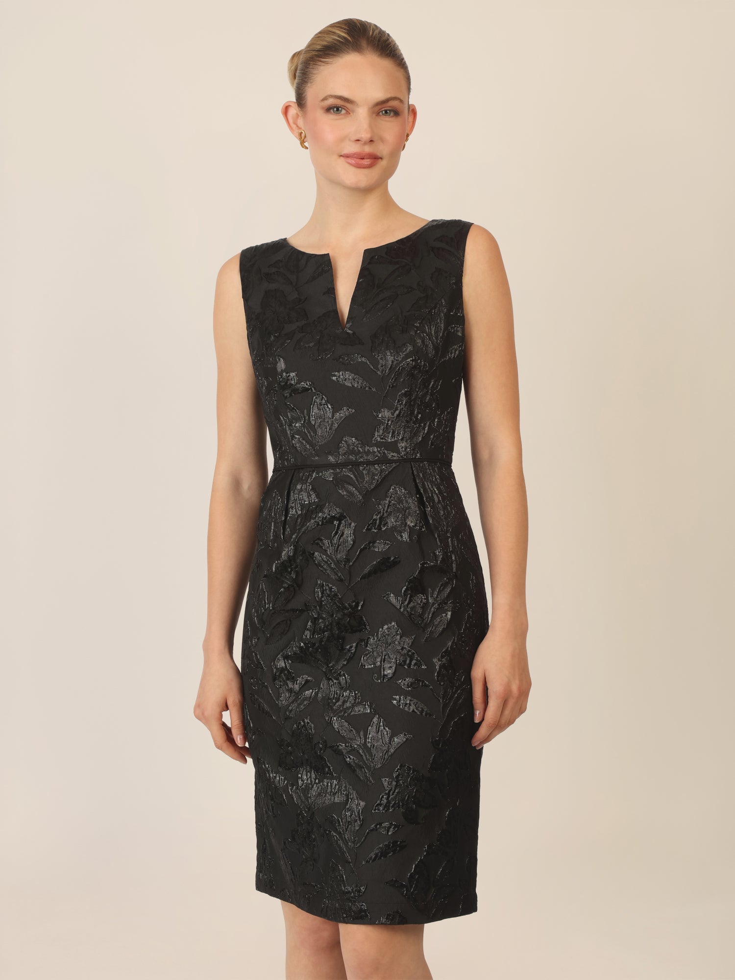 APART Jacquardkleid mit floralen Strukturen | schwarz